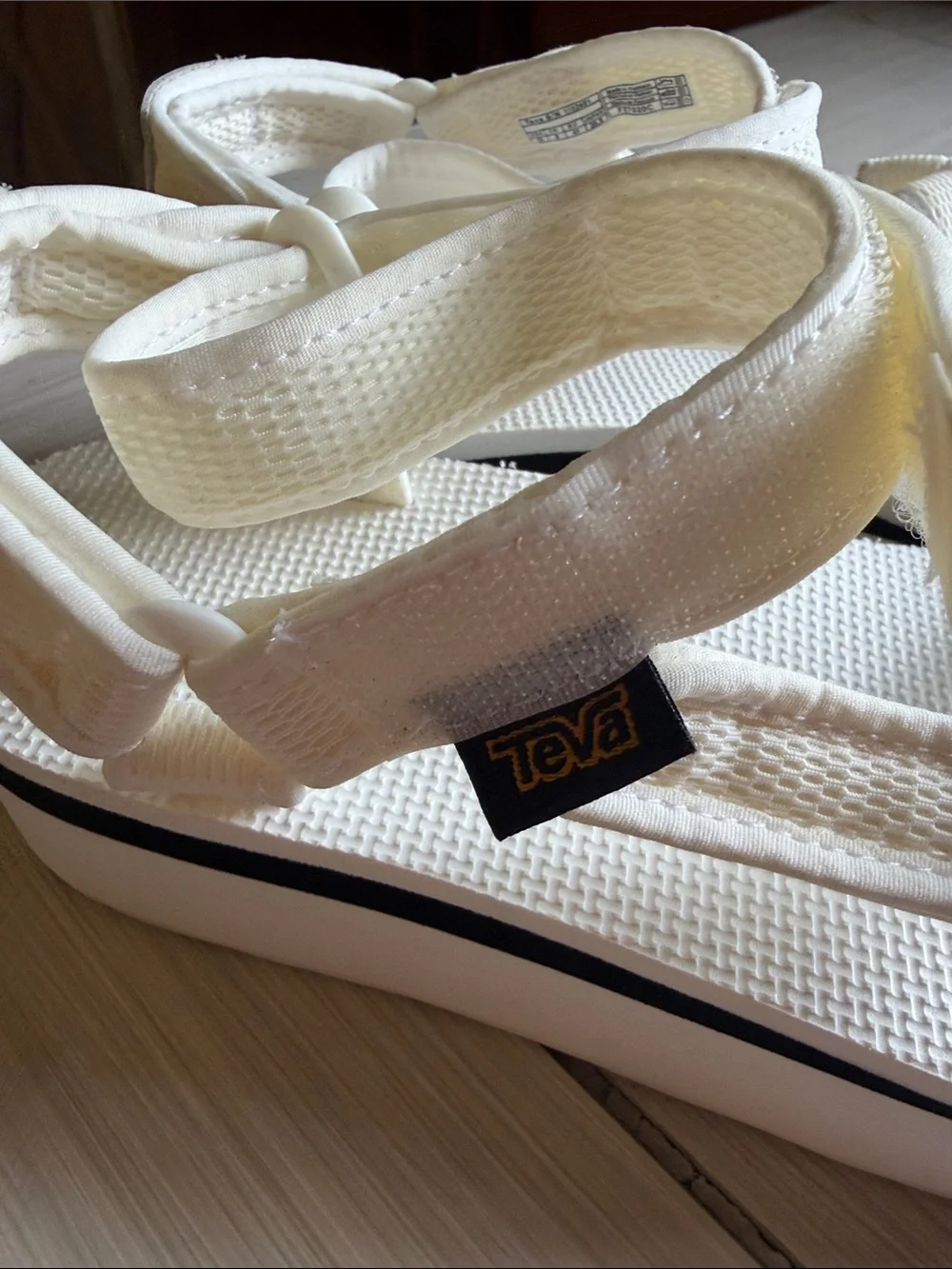 Teva Women's Platform Sandal in Cream with Black Accent